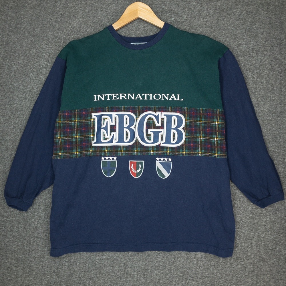 Vintage EBGB International womens 2X top 90s plaid color block dark academia
